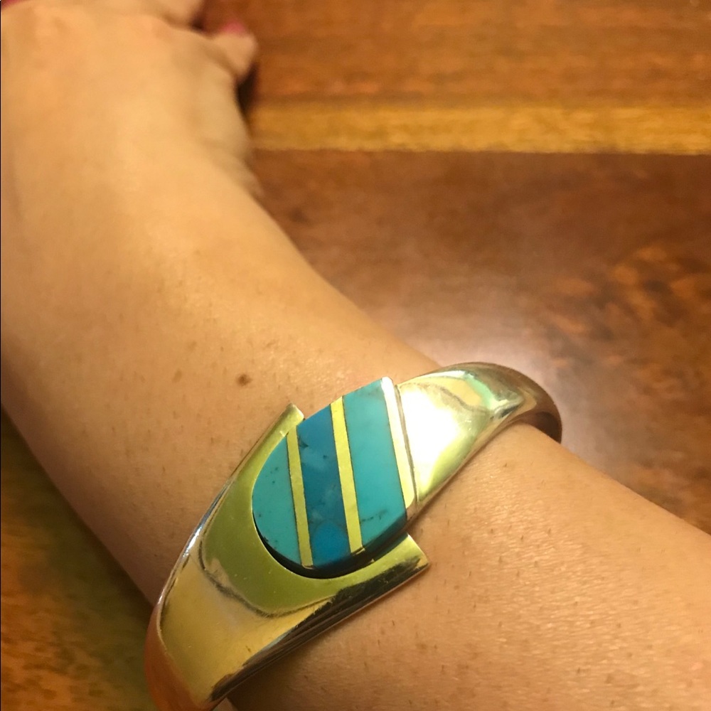 VTG Silver 925 w/Turquoise Stone Bracelet 57.4G
